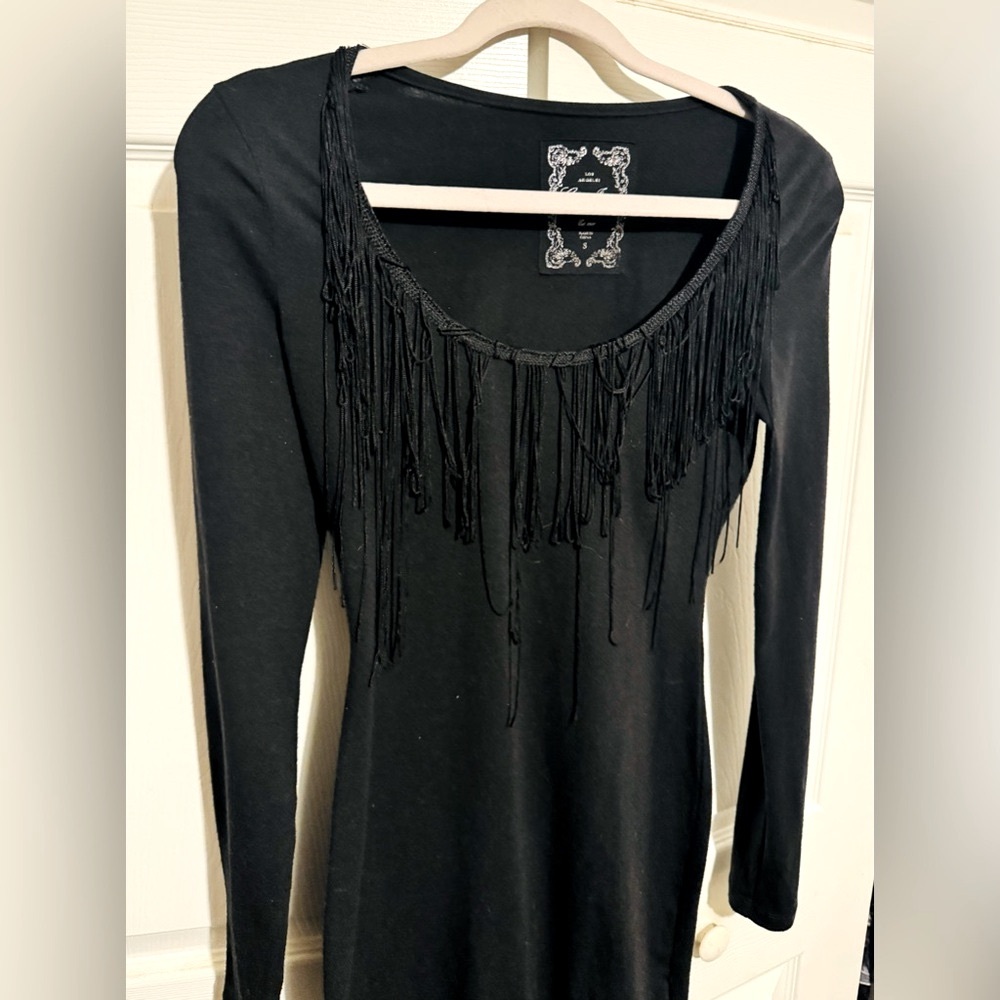 GUESS by Marciano black fringe dress